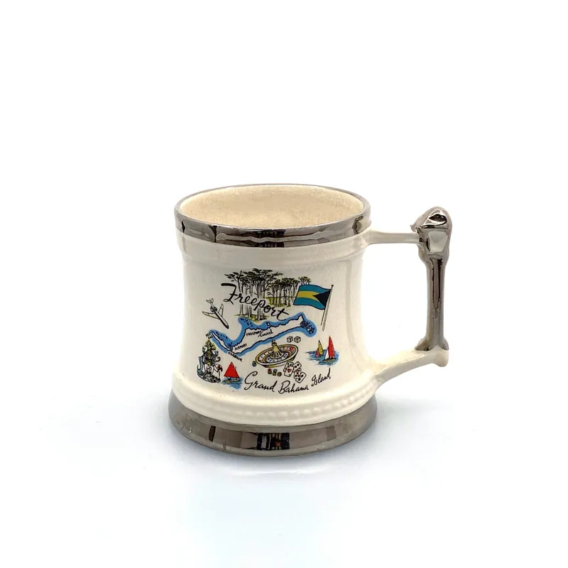 Freeport Grand Bahama Island Coffee Cup 12 Oz. White Souvenir Places - Unmarked
