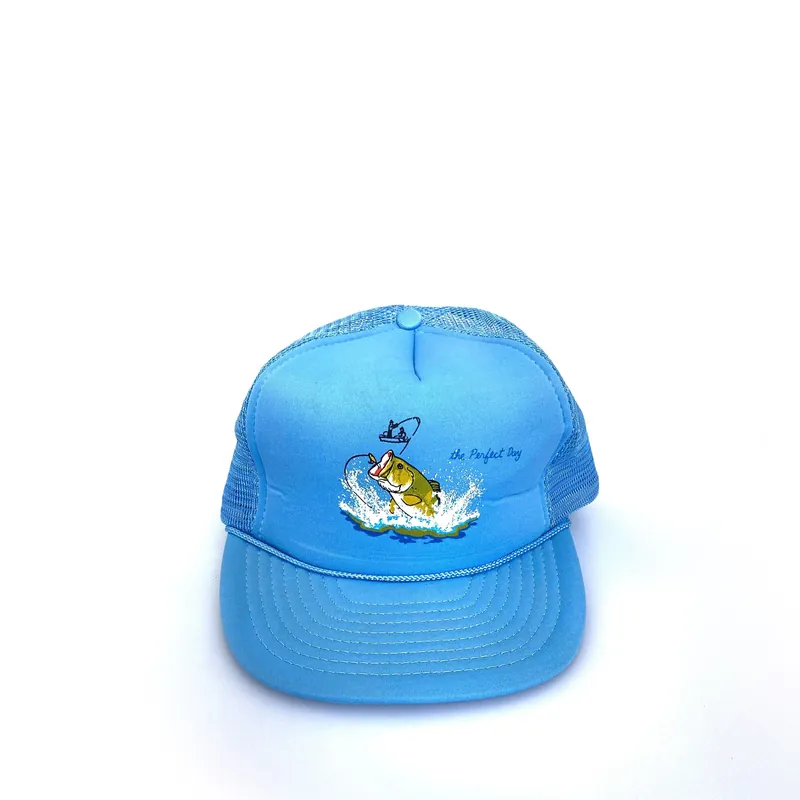 Vintage Mens “The Perfect Day” Fishing SnapBack Mesh/Foam Trucker Hat OSFA GU - Snap-Back