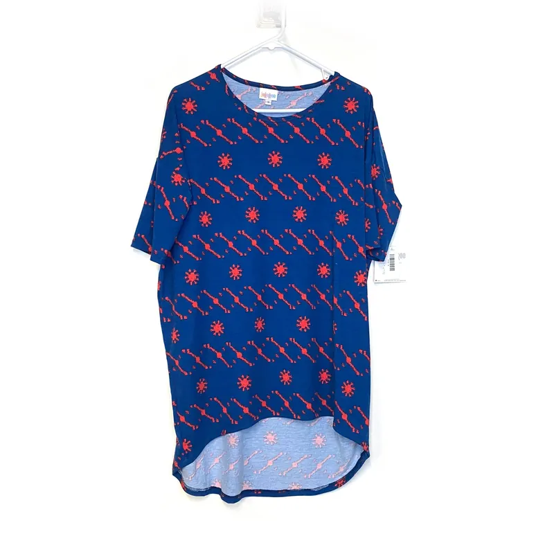 LuLaRoe Womens Size S Irma Blue/Red Graphic T-Shirt S/s NWT