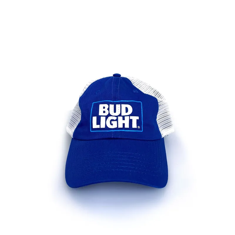 Unisex BUD LIGHT Blue/White Mesh Adjustable SnapBack Hat OS - College