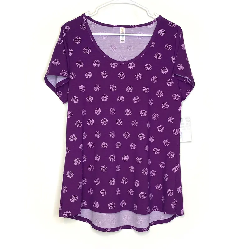 LuLaRoe Womens L Purple Classic T Circle Dots T-Shirt S/s NWT