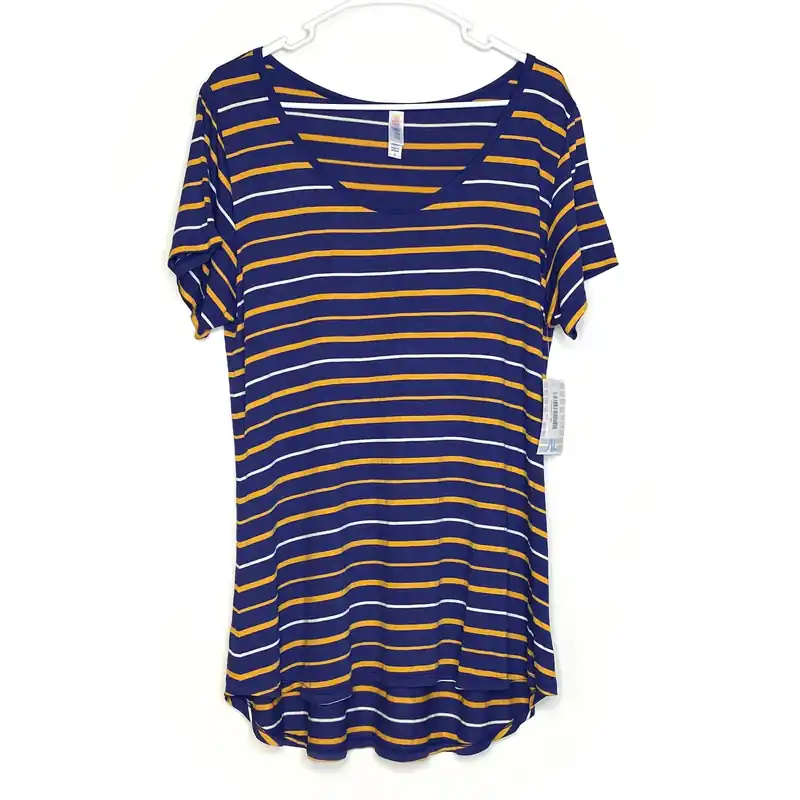 LuLaRoe Womens XL Orange/White/Blue Classic T Striped T-Shirt S/s NWT