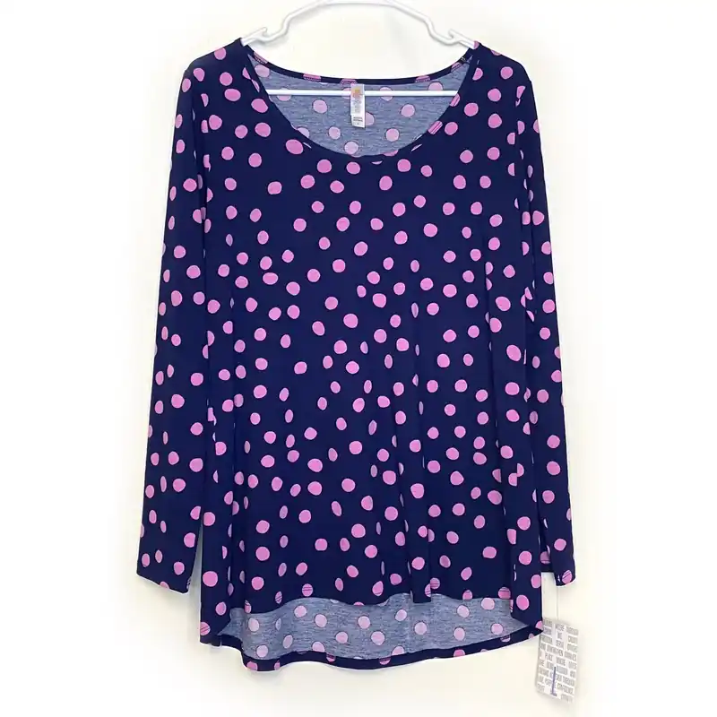 LuLaRoe Womens L Purple/Blue Lynnae Spots T-Shirt L/s NWT