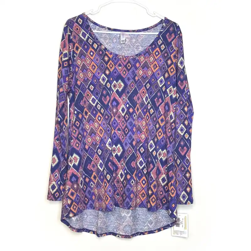 LuLaRoe Vault | LYNNAE L/s Top | XL | Pink/Purple | Geometric | NWT