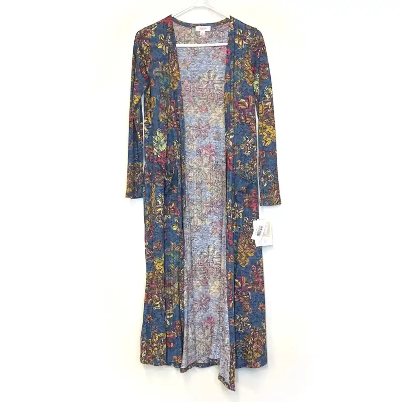 LuLaRoe Womens S Blue/Multicolor Sarah Floral Cardigan L/s NWT