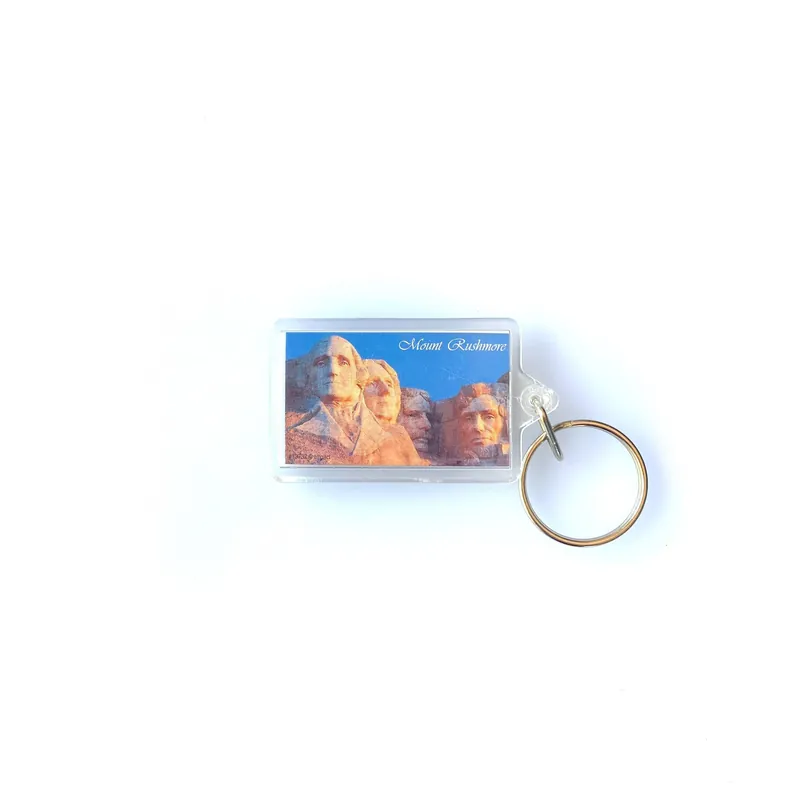 Vintage Mount Rushmore Travel Souvenir Keychain Key Ring Rectangle Clear Acrylic - Impact Gifts