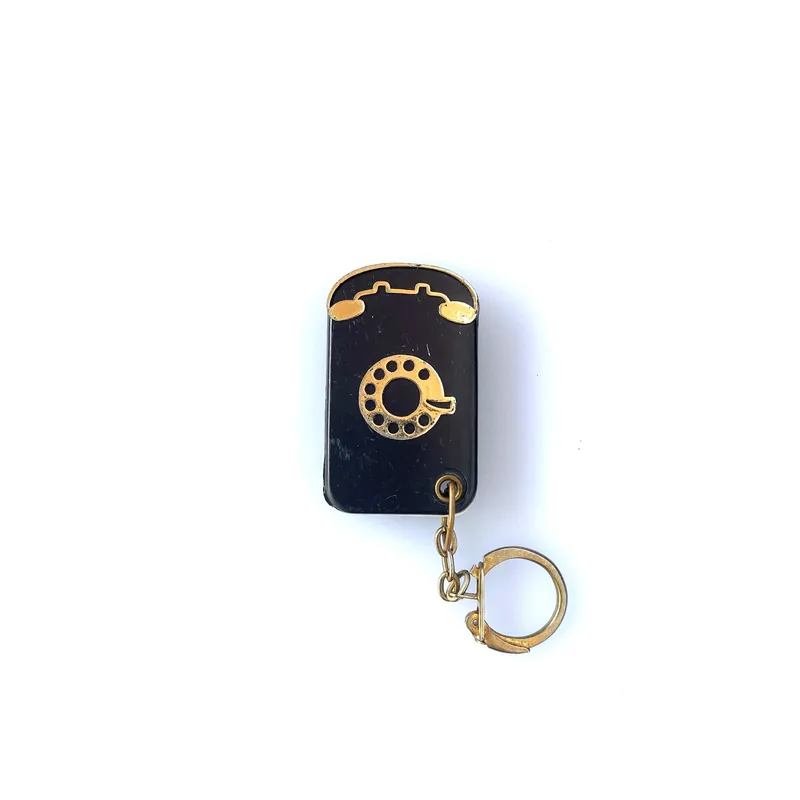 Vintage Telephone Book Keychain Key Ring Black Plastic - Unmarked