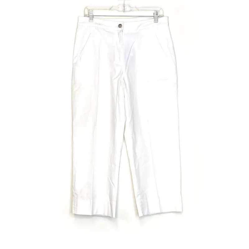 Chicos Womens Size 1.5 Optic White Baby Canvas Crop Pants - NWT