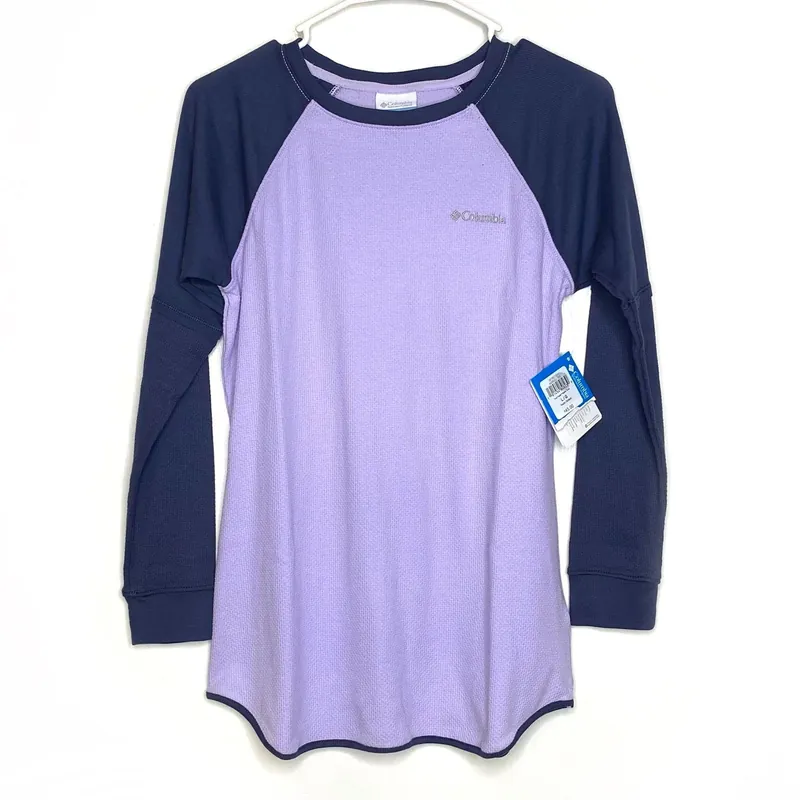 Columbia Girls Size L Trulli Trails Waffle Tunic Purple/Purple Top L/s NWT