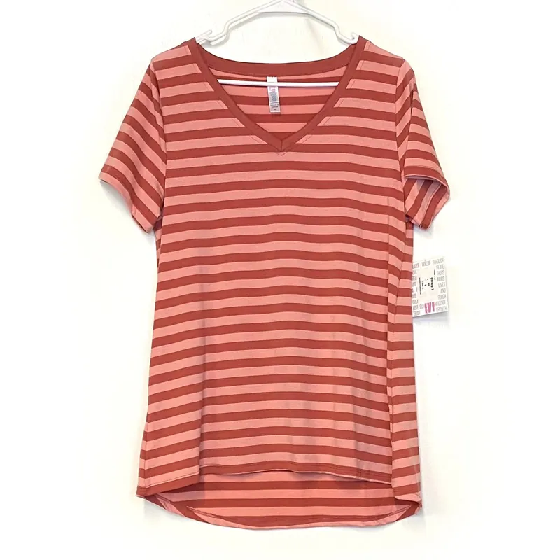 LuLaRoe Womens M Orange/Orange Striped Christy T S/s Top NWT