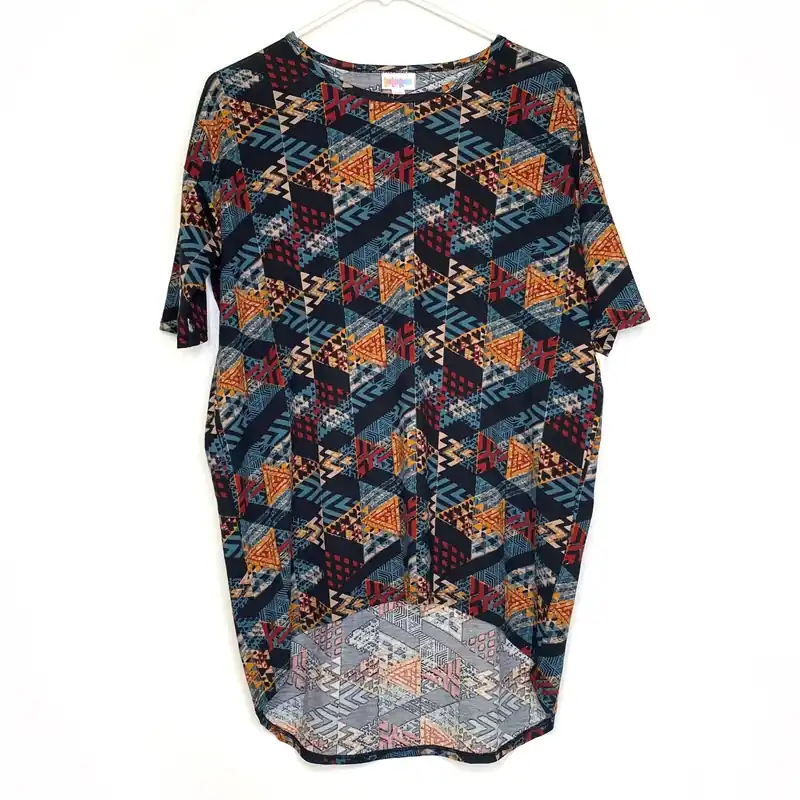 LuLaRoe Womens Size XXS Multicolor/Black Geometric IRMA S/s Top NWT