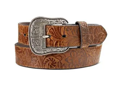 Ariat® Ladies' Brown Floral Embossed Leather Belt - Accessories