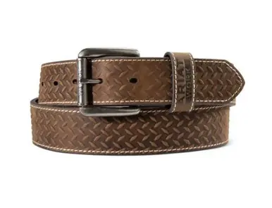 Ariat Work® Men's Medium Brown Diamond Plate Embossed Work Belt - Accessories