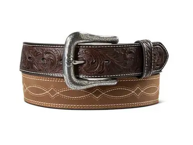 Ariat® Men's Dark Embossed/Medium Brown Boot Stitched Leather Belt - Brands
