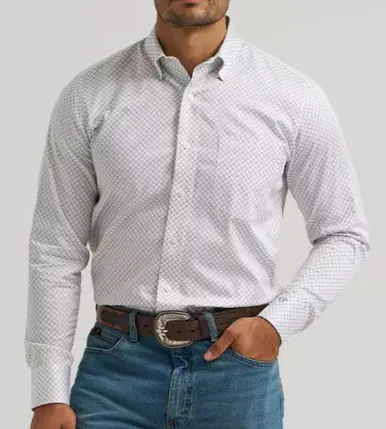 Wrangler® Men's L/S Barbed Wire Cody Johnson Button Shirt - Brands
