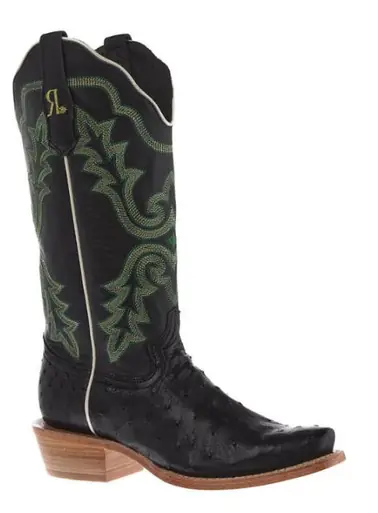 R. Watson® Ladies' Black Full Quill Ostrich Cutter Toe Boots - Footwear