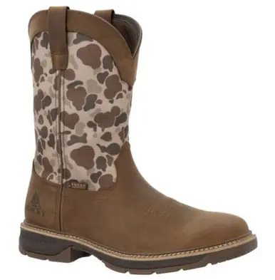 Rocky® Men's Brown/Duck Camo Ride LTE 11" Waterproof Work Boots - Footwear