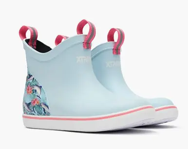 XTRATUF® Girls' Light Blue/Dolphin Floral Guy Harvey Ankle Deck Boots - Footwear