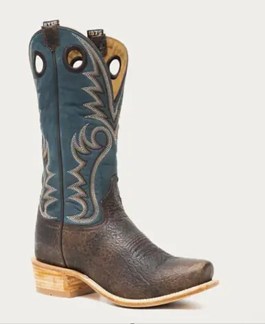 Hyer® Men's Chocolate Bison/Aqua McCune Cutter Toe Boots - Footwear