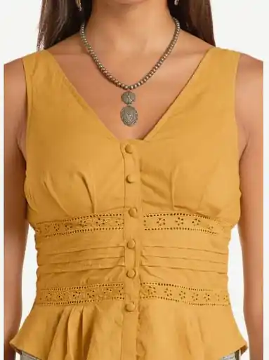 Rock & Roll Denim® Ladies' Sleeveless Eyelet Inset Tank Top