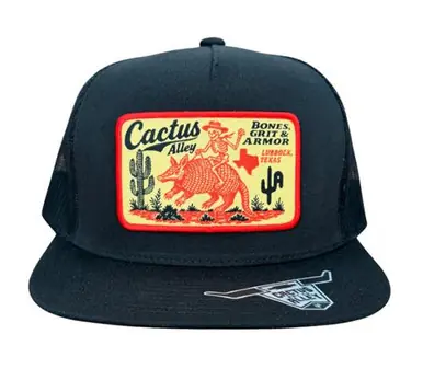 Cactus Alley Hat Co® Black Bones & Grit Flat Bill Cap - Hats