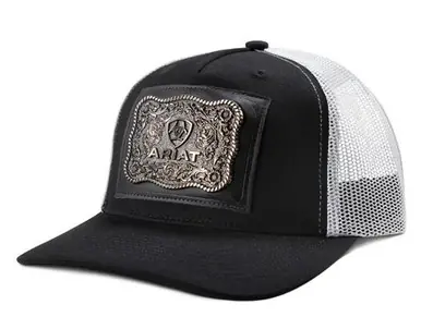 Ariat® Black/White Buckle Patch Cap - Hats