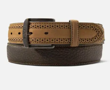 Ariat® Men's Light/Dark Brown Perforated Billets Leather Belt - Accessories
