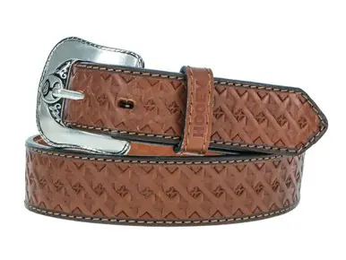Hooey® Boys' Natural Brown Basketweave Hooey Hands-Up Belt