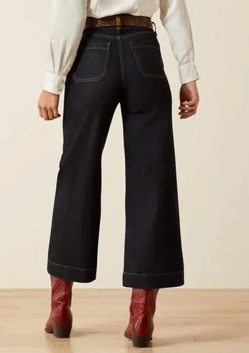 SALE Ariat® Ladies' Ultra HR Countryside Dark Wash Wide Leg Cropped Jeans - Sale Barn