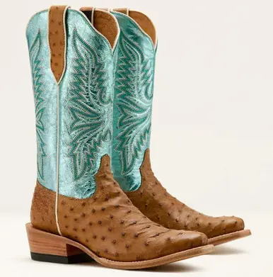 SALE Ariat® Ladies' Antique Saddle FQ Ostrich Cutter Toe Boots - Footwear