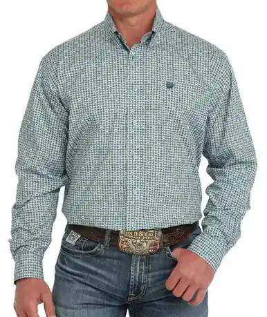 SALE Cinch® Men's L/S Green Geo Print Button Shirt - Sale Barn