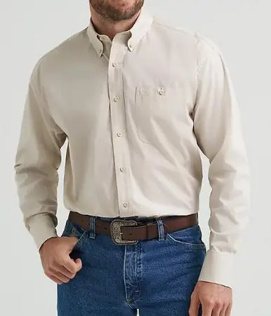 SALE Wrangler® George Strait™ Men's L/S Pale Stone Button Shirt - Sale Barn