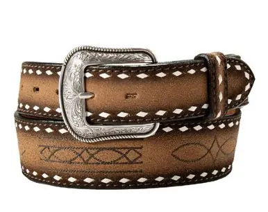 3D Belts® Men's Brown Bootstiched Buck Laced Tapered Belt - Accessories