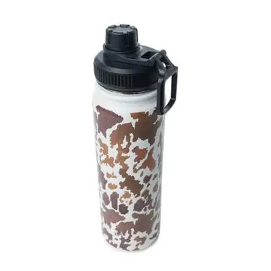 Myra® Moo & Bloom Stainless Water Bottle in Brown Leopard Print - Accessories