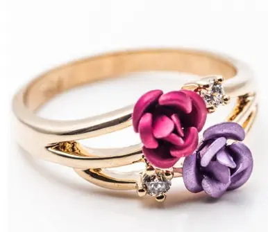 R.S. Covenant® Ladies' Gold-Tone Multi-Color Rose CZ Ring