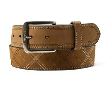Ariat® Men's Brown Cross-Stitched Body Leather Belt