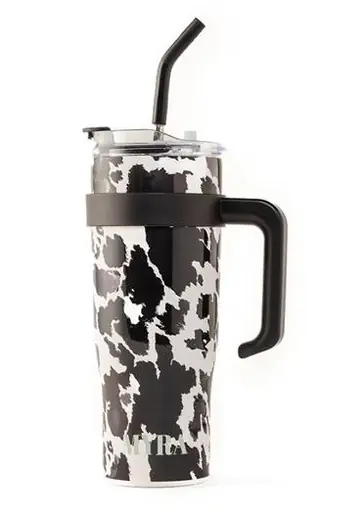 Myra® Black/White Cowhide Print Wide Wyoming Tumbler - Accessories