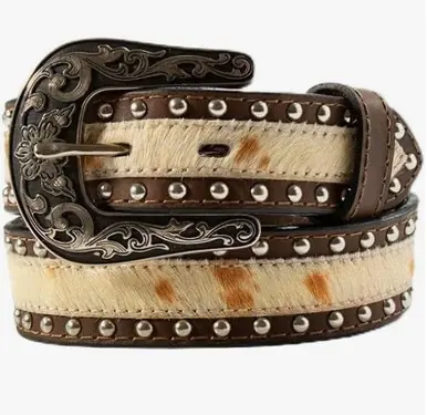 Nocona® Girls' Brown Calf Hair/Crystals Western Belt - Brands