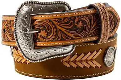 Nocona® Boys' Tan/Brown Laced/Tooled/Conchos Tapered Belt - Accessories