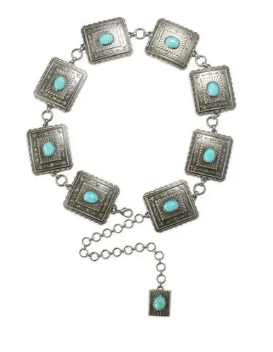 Ariat® Ladies' Square/Turquoise Stone Concho Chain Belt - Brands