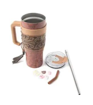 Myra® Wide Wyoming Brown Tooled Thermostat Tumbler - Accessories