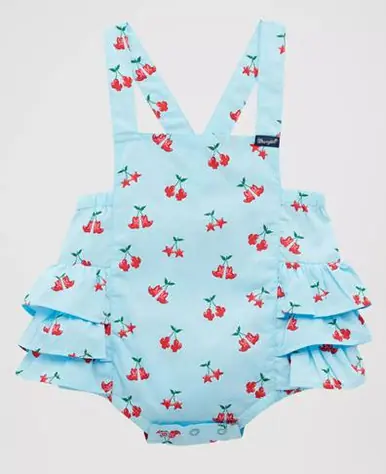 Wrangler® Baby Girls' Blue with Red Print Ruffled Onesie - Kids