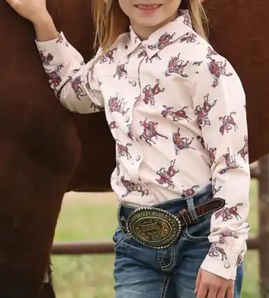 Cruel Denim® Girls' L/S Pink Rodeo Print Snap Shirt - Kids