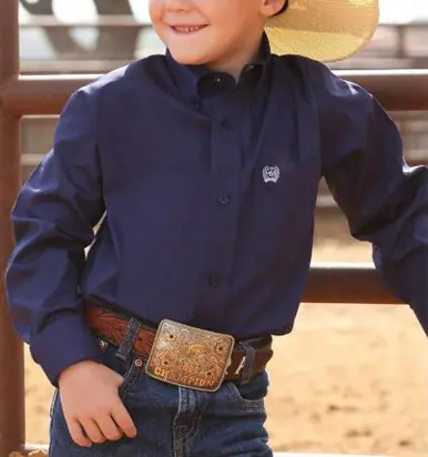 Cinch® Boys' L/S Solid Royal Blue Button Shirt - Kids