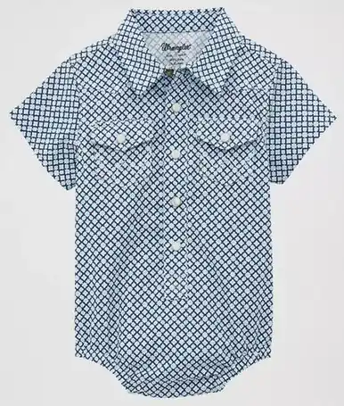 Wrangler® Baby Boys' S/S Blue Roads Snap Onesie - Kids