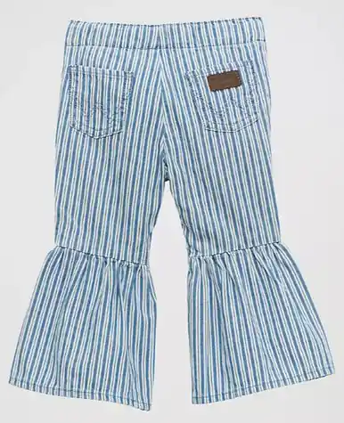Wrangler® Little Girls' Railroad Stripe Ruffle Bottom Flare Jeans - Kids