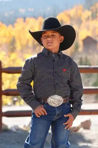 Cinch® Boys' L/S Black/Red Print Button Shirt - Kids