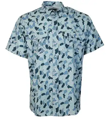 Hooey® Boys' S/S Blue Camo Sol Pearl Snap Shirt - Kids