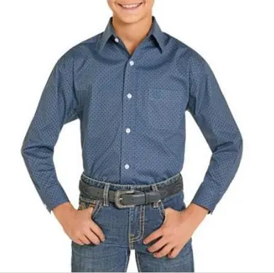 Panhandle® Boys' L/S Blue Geo Print Button Shirt - Kids