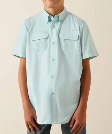 Ariat® Boys' S/S Blue Glow VenTEK Outbound Classic Fit Button Shirt - Brands